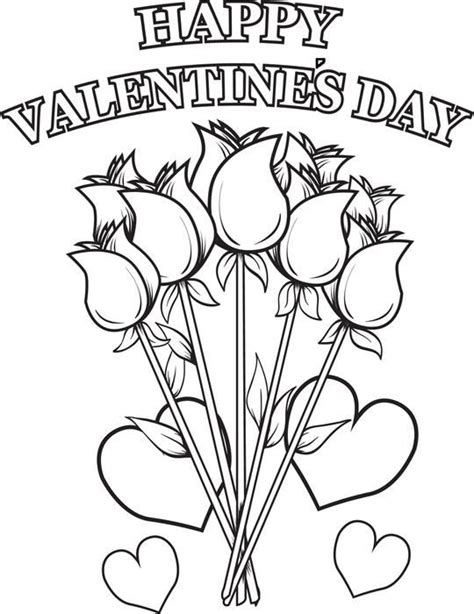 happy valentines day flowers coloring page valentines day coloring