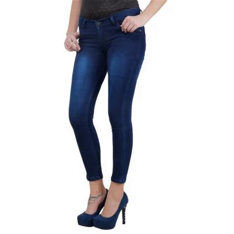 Skinny Ladies Dark Blue Denim Jeans Button High Rise At Rs 335 Piece