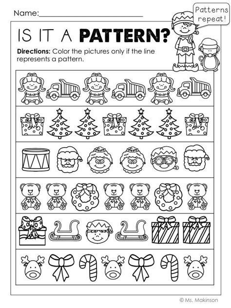 kindergarten christmas printables worksheet