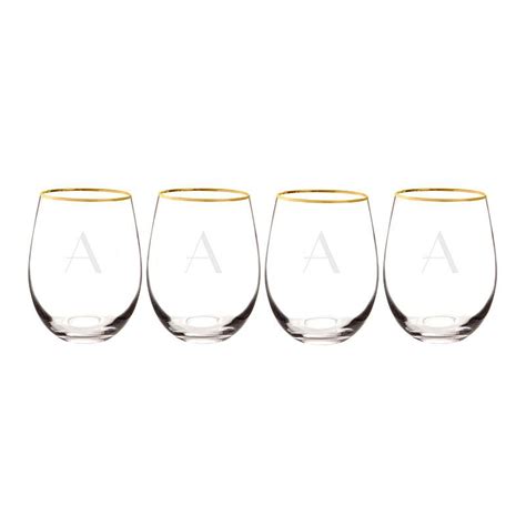 cathy s concepts gold rim 4 pc wine glass personalized stemless wine