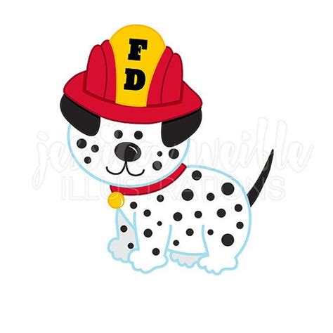 dalmatian fire dog cute digital clipart fire fighter dog clip etsy