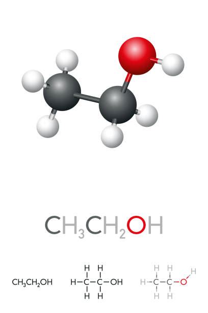 ethanol alcohol molecule chemical structure stock