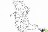 Pokemon Tyranitar Mega Draw Coloring Step Print Drawingnow sketch template