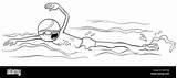 Swimming Boy Cartoon Coloring Stock Alamy Book sketch template