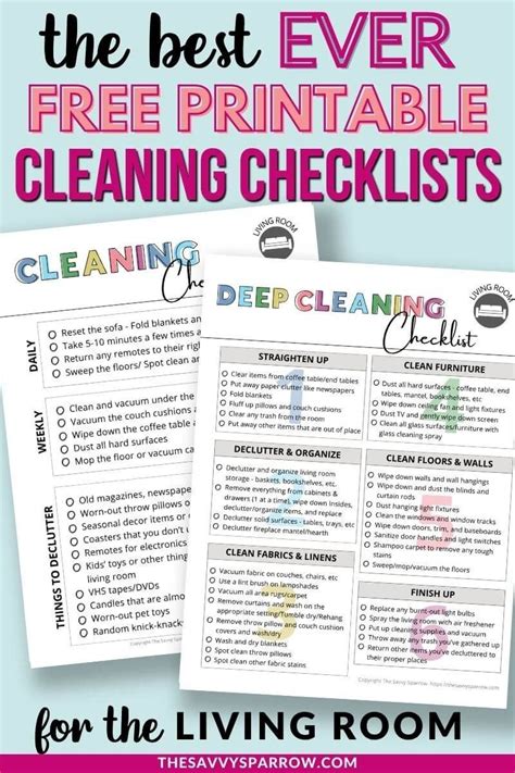 printable living room cleaning checklists cleaning checklist