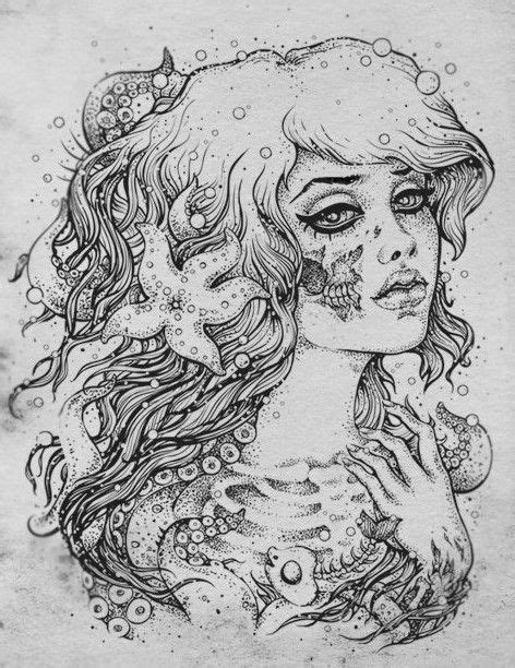 zombie mermaid drawing zombie mermaid mermaid tattoos mermaid sketch