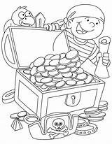 Coloring Chest Treasure Pages Pirate Popular sketch template