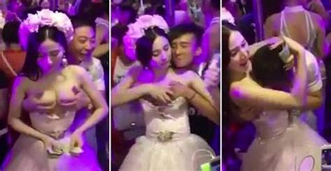 newlywed asian bride lets wedding guests grope her to