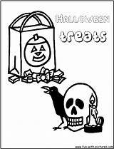 Coloring Halloween Treats Pages Fun Kids Trickortreat sketch template