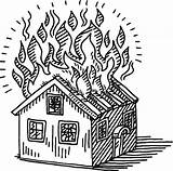Burning House Drawing Clipart Sketch Fire Disaster Building Vector Hand Illustrations Clip Transparent Draw Drawn Sketches Background Cliparts Drawings Eps sketch template
