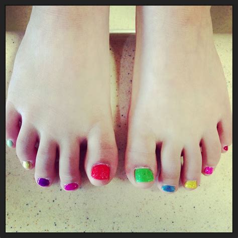 sparkly rainbow toes nails rainbow toes