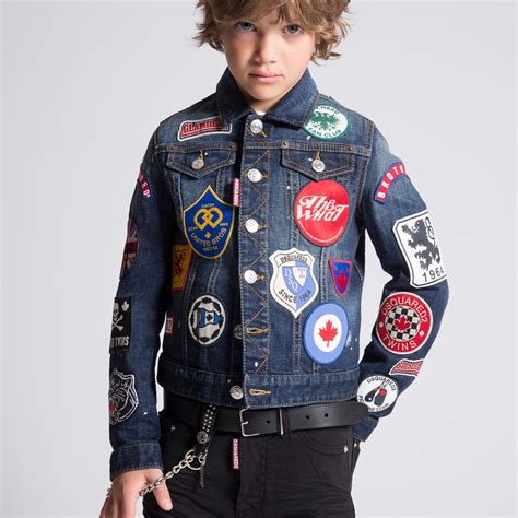 dsquared boys denim jacket  retro embroidered patches bambinifashioncom