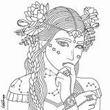 Coloring Pages People Adult Adults Printable Size Sheets Color Colouring Beauty Print Cute Women Girls Beautiful Para Woman Flower Hanna sketch template