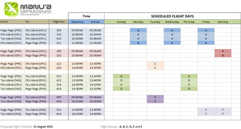 manua airways flight schedules manua airways