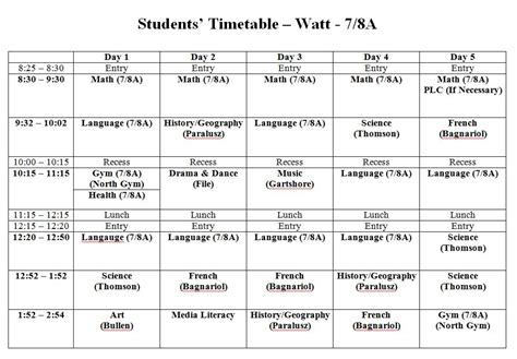 watts grade  classroom blog  classroom schedule