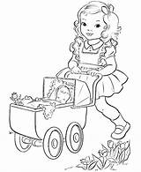 Coloring Sister Pages Big Girl Doll Vintage Colouring Printable Baby Color Buggy Carriage Book Drawing Sheets Stamps Books Digi Cute sketch template