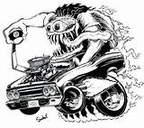 Rat Fink Rod Hot Coloring Pages Drawing Car Cartoon Style Cars Drawings Printable Rods Line Color Chevy Dap Print Comic sketch template