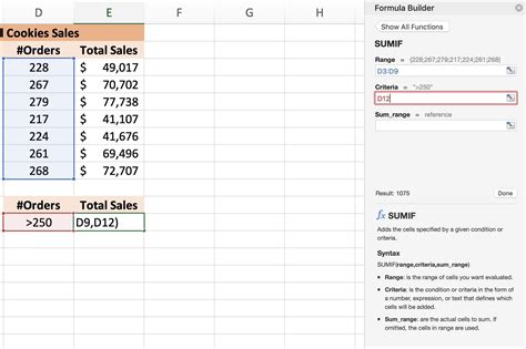 excel sumif function adds values  meet criteria