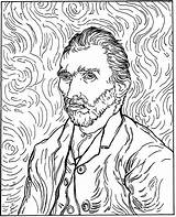Van Gogh Coloring Famous Pages Portrait Self Vincent Adult Adults Dutch Painter sketch template