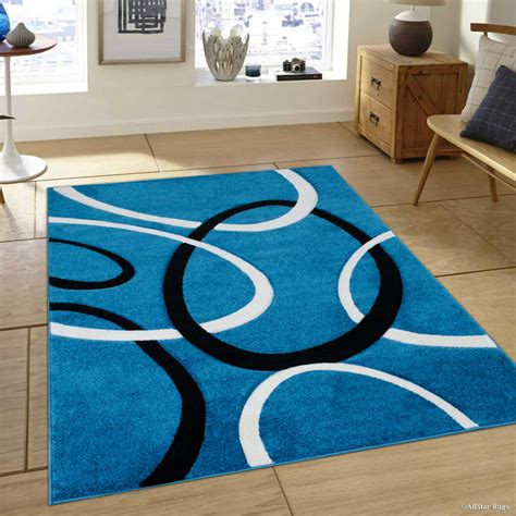 blue allstar floral design modern geometric area rug