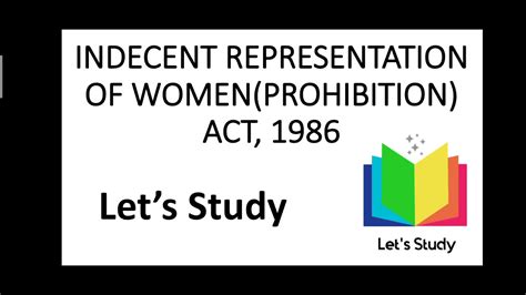 Indecent Representation Of Women Prohibition Act 1986 Youtube