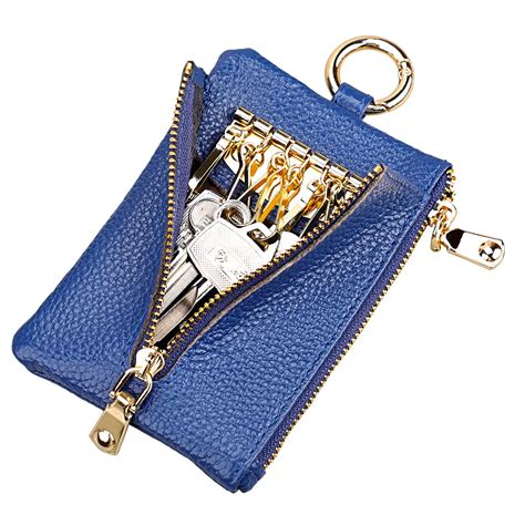 key case mini card bag coin purse genuine leather keychain men women
