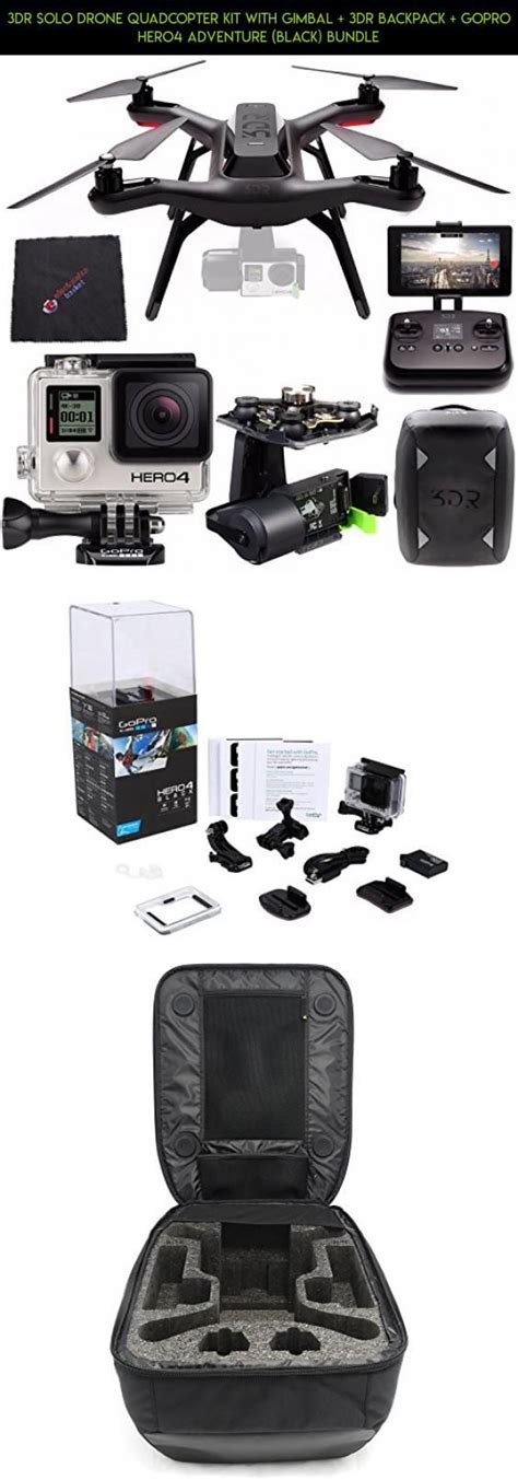 dr solo drone quadcopter kit  gimbal dr backpack gopro hero adventure black bundle