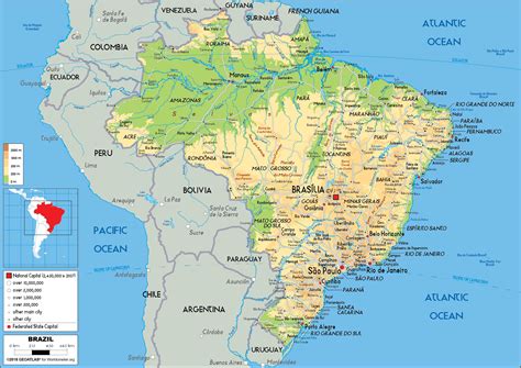 brazil map physical worldometer