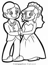 Coloring Printable Pages Kids Wedding Print Marriage Couple sketch template