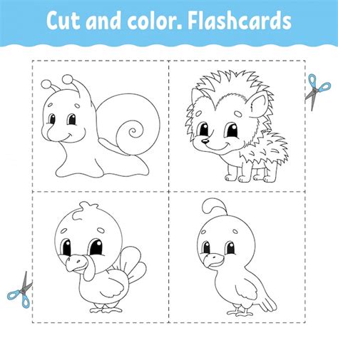 premium vector cut  color flashcard set coloring book  kids