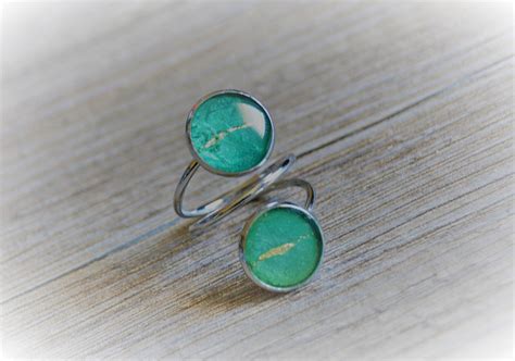 green ring green silver ring double ring double green gold etsy uk