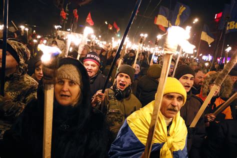 The Torch March Of Nationalists In Honor Of The Birthday Of Bandera