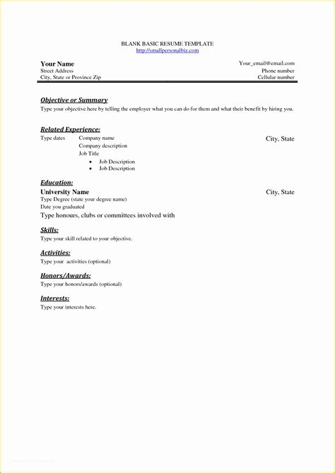 job resume template   basic blank resume template