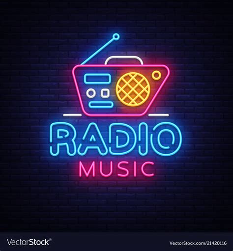 radio  neon logo radio night neon royalty  vector