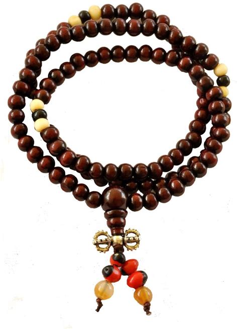 rosewood prayer beads mala with counting beads and a dorje tassel this mala is made from 6 mm