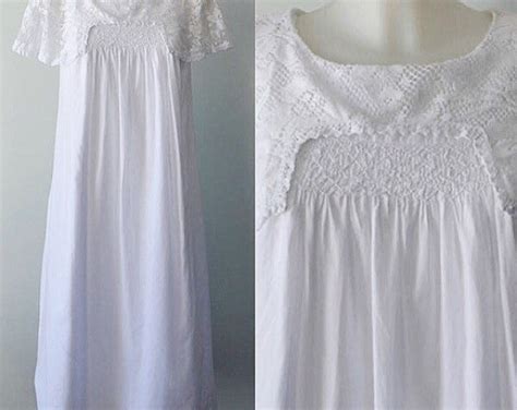 Vintage White Cotton Nightgown April Cornell White Cotton Etsy Canada