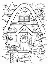 Coloring Christmas Winter Pages Colouring House Printable Gingerbread sketch template