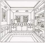 Perspective Point Drawing Bedroom Room Interior Getdrawings sketch template