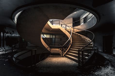 double helix staircase  abandoned building  belgium  rarchitectureporn
