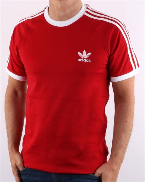 Adidas Originals 3 Stripes T Shirt In Power Red 80s Casual Classics