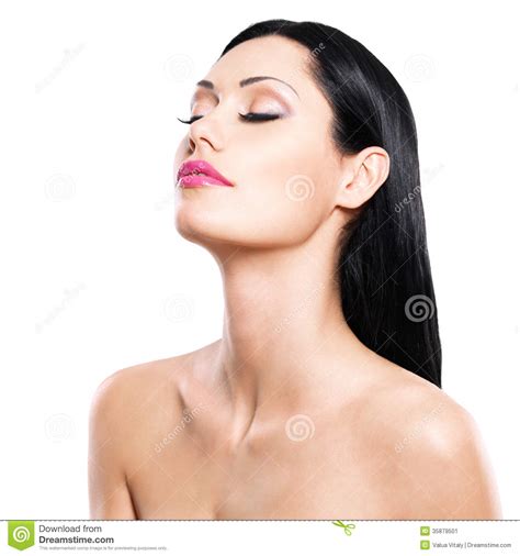 beauty portrait of the pretty woman with closed eyes stock image image 35879501
