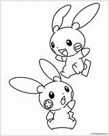 Pokemon Coloring Minun Plusle Pages Color Online Animated Pokémon Coloringpagesonly sketch template