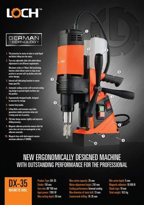 loch dx  drilling machine  page flyer  pxlpusher advert design power tools design
