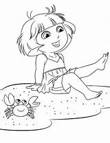 Dora Granchio Explorer Spiaggia Compagnia Coloradisegni Esploratrice Cookie sketch template