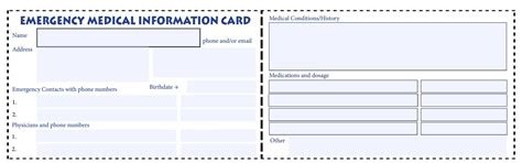 kids life pretend emergency medical card