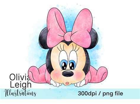 cute baby minnie mouse clipart png files digital  etsy uk