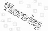 Days Week Coloring Pages Thursday Freecoloring Choose Board sketch template