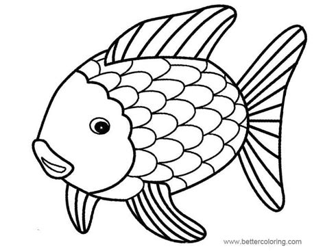 rainbow fish coloring pages easy drawing  printable coloring pages