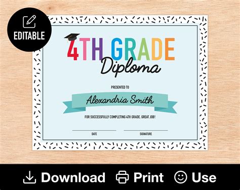 editable  grade diploma printable certificate  class etsy mexico