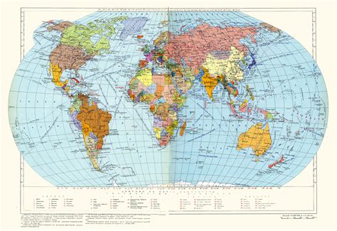 large detailed political map   world  soviet times world mapsland maps   world
